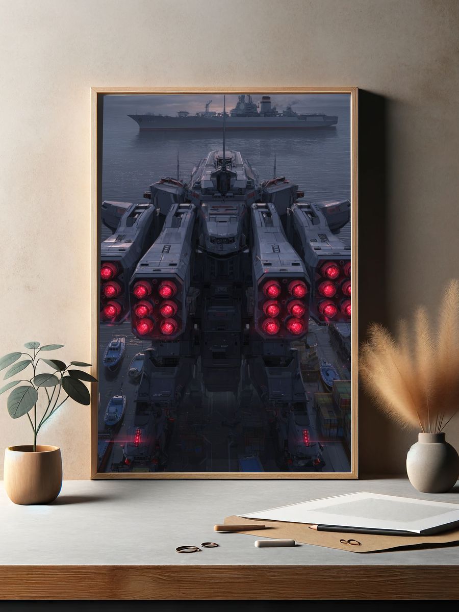 Mecha Battle Ship — Sci-Fi Print. — room view 2