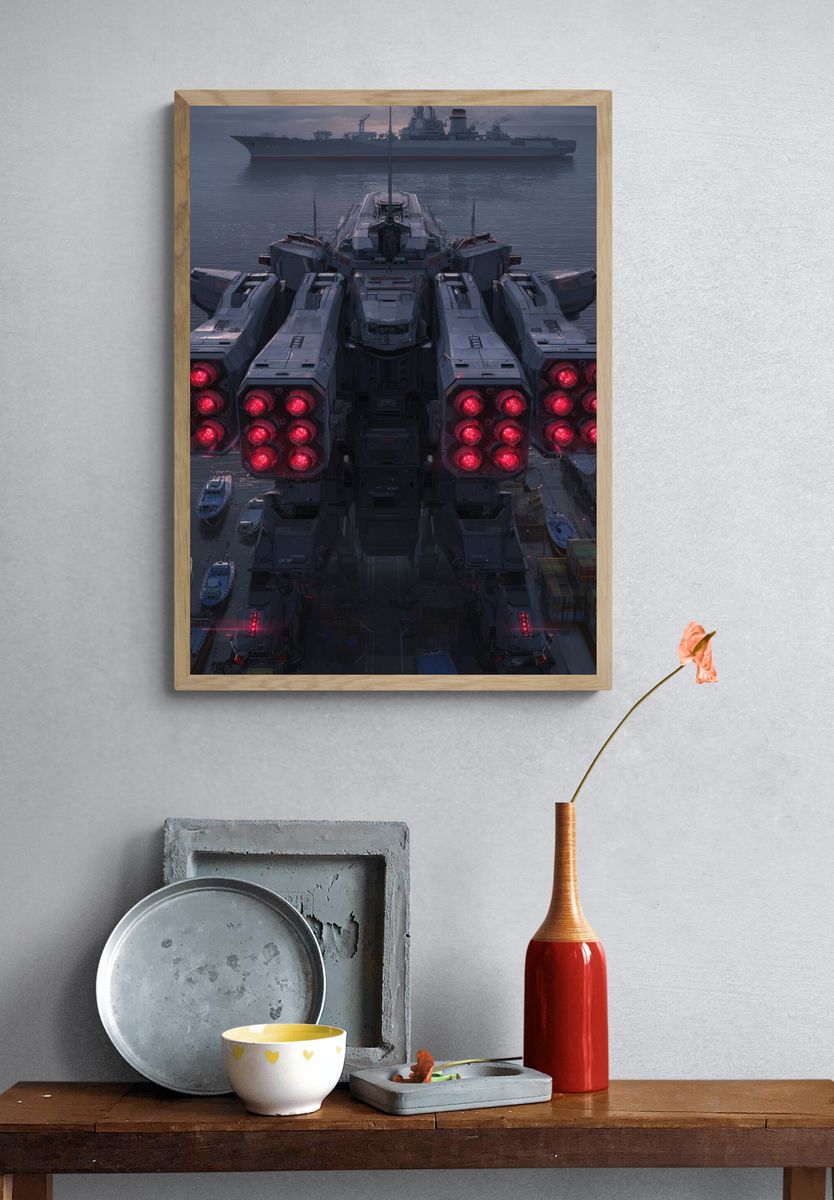 Mecha Battle Ship — Sci-Fi Print. — room view 3