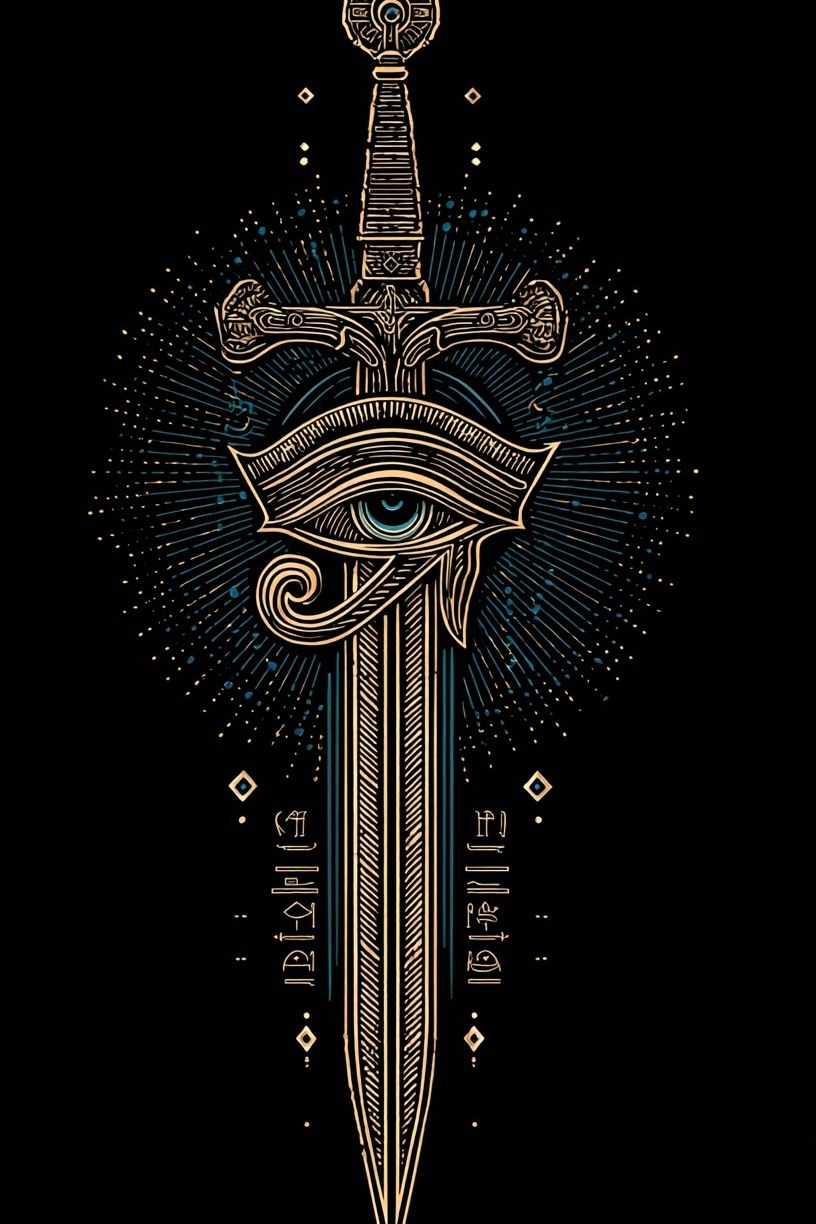 Mystical Sword and Eye — Illustration Print. poster — illustration art