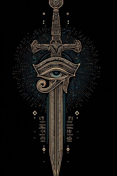 Mystical Sword and Eye — Illustration Print. poster