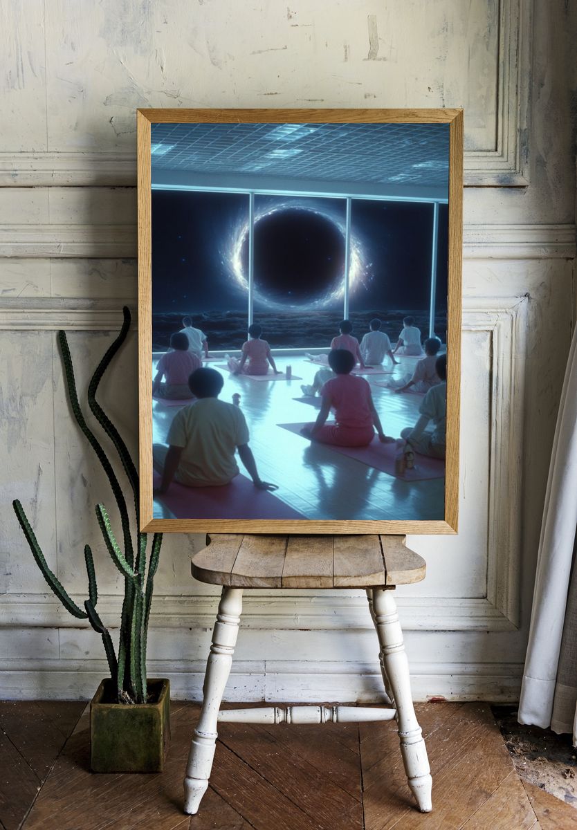 Meditation in Space — Surreal Art Print room preview