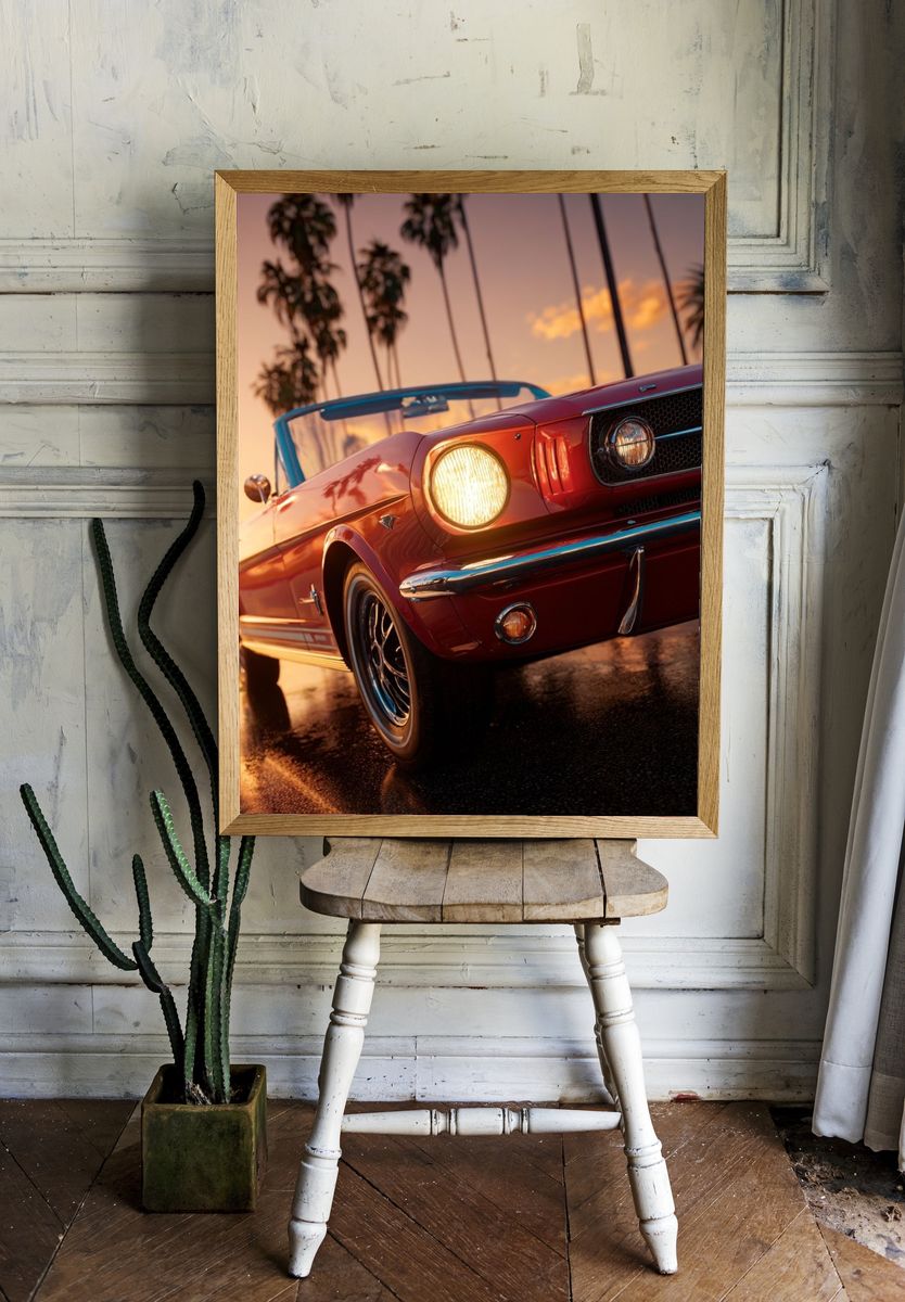 Classic Mustang Convertible — Vintage Print. — room view 1