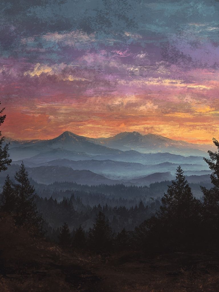 Mountain Sunset Landscape Poster. poster detail