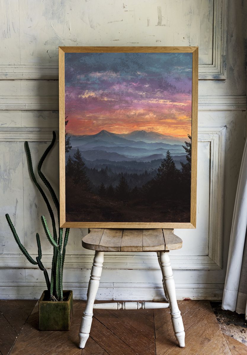 Mountain Sunset Landscape Poster room preview