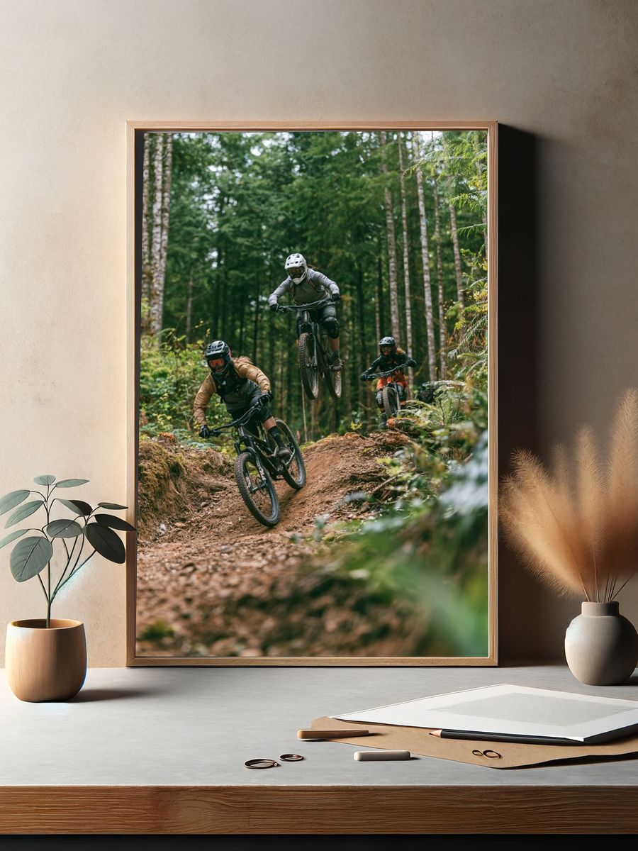 Forest Mountain Biking Photography Poster. — room view 2