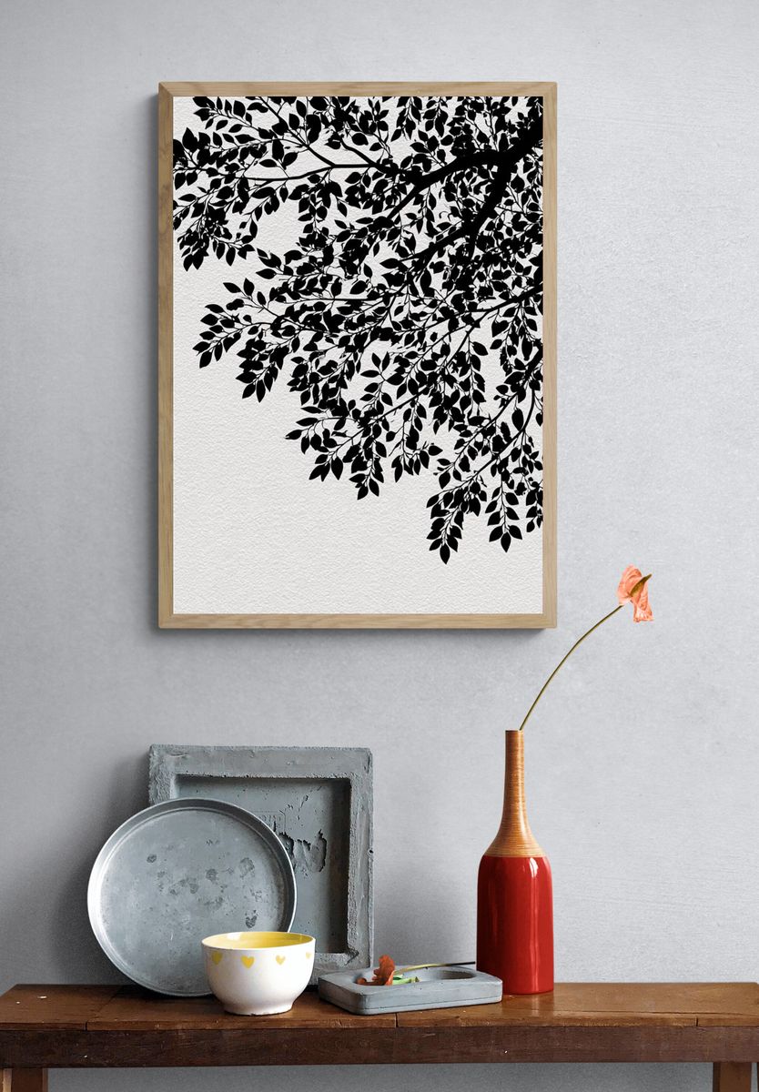 Black Tree Branches — Minimalist Print. — room view 3