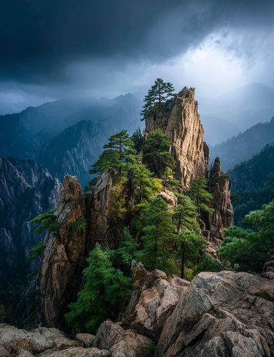 Misty Mountain Peak Photography Poster. poster print