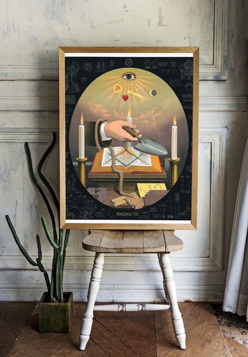 Masonic Tie — Surrealism Print. — room view 1