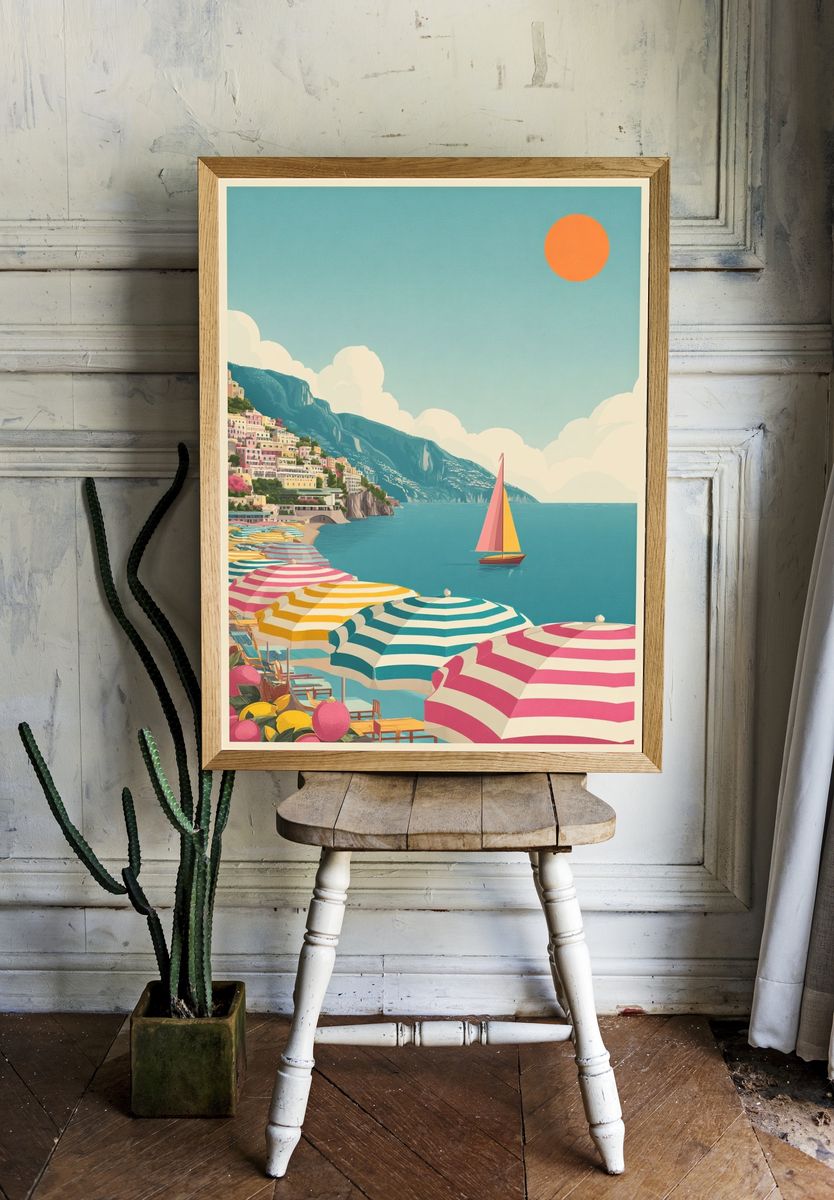 Amalfi Coast Summer Travel Poster room preview