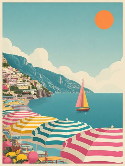 Amalfi Coast Summer Travel Poster. poster