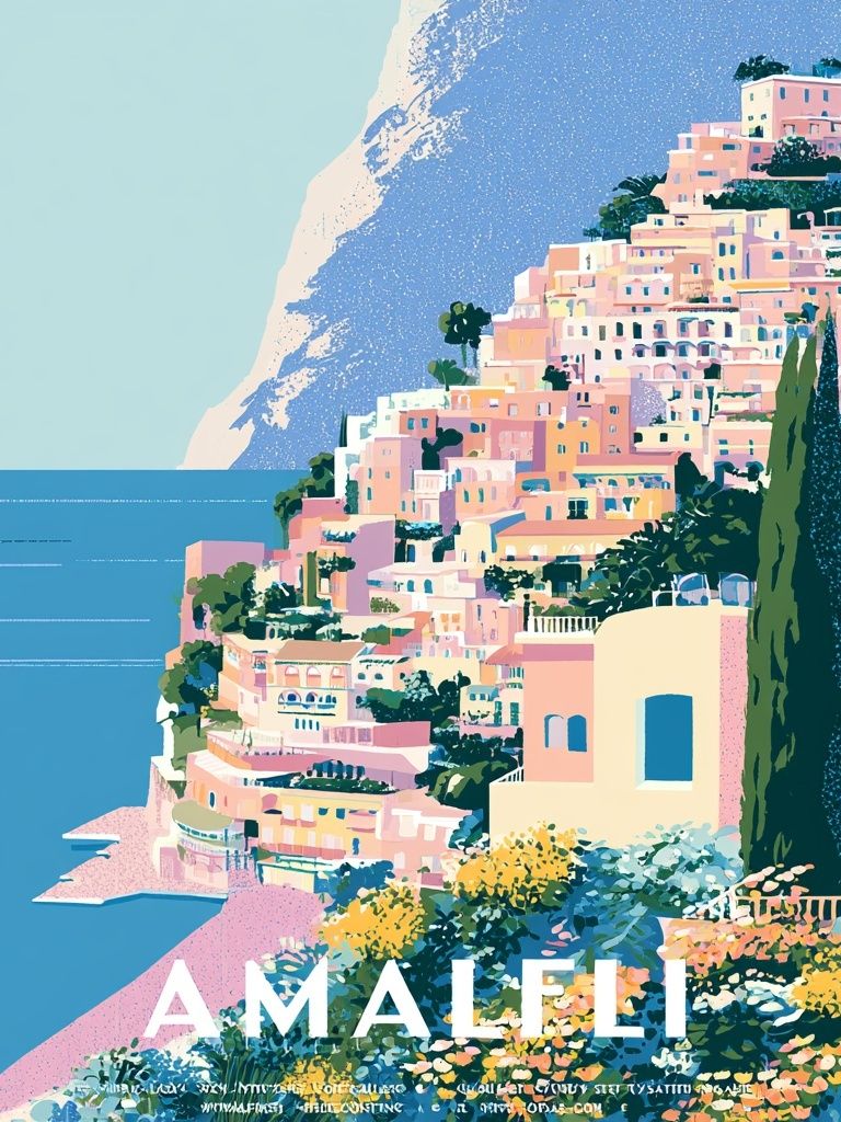 Amalfi Coast Travel Poster. poster — maps-travel art
