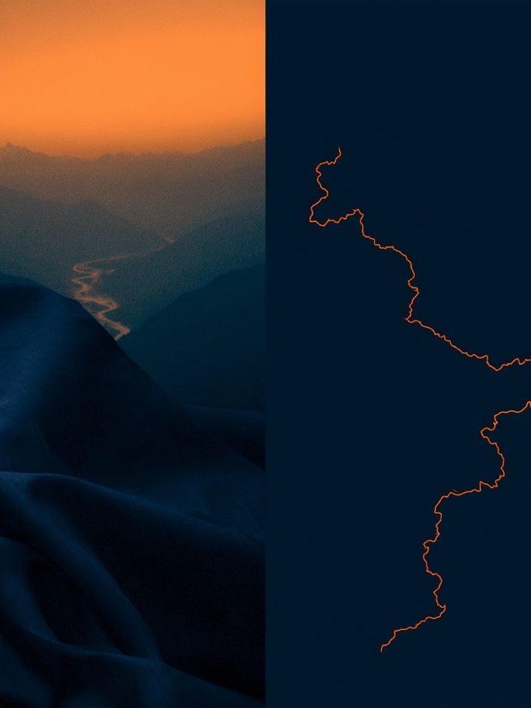 Mountain Sunset Line Art Print. poster detail