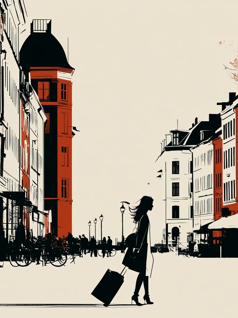 City Street Silhouette Travel Poster. poster — maps-travel art