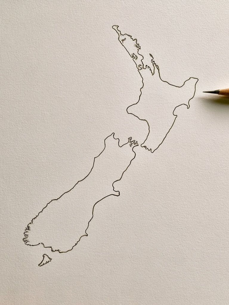 New Zealand Line Art Print. poster — maps-travel art