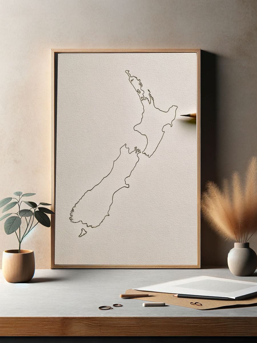 New Zealand Line Art Print. — room view 2