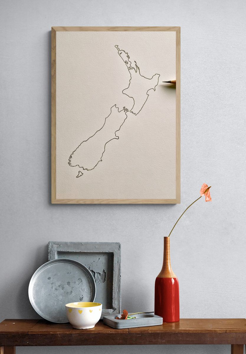 New Zealand Line Art Print. — room view 3