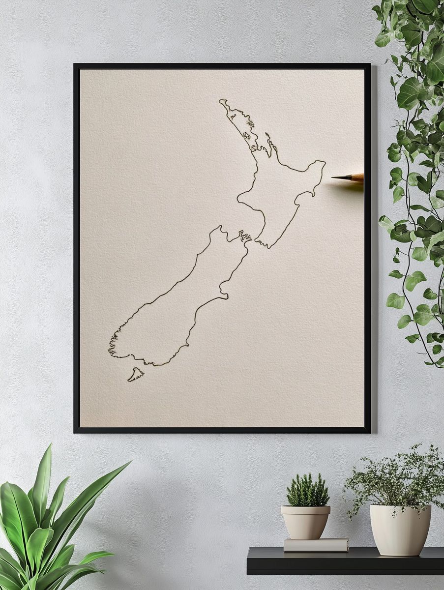 New Zealand Line Art Print. — room view 4