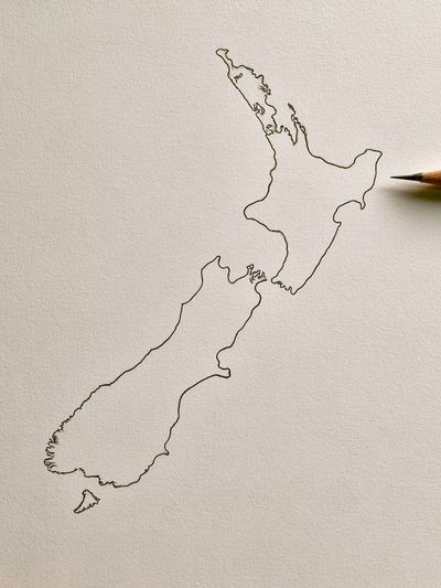 New Zealand Line Art Print.