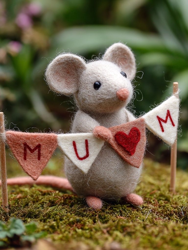Cute Mouse with Banner — Illustration Print. poster — illustration art