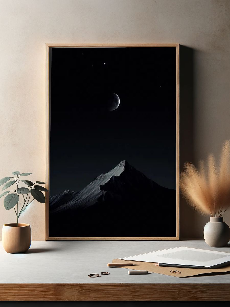 Mountain Under Moonlight — Space Print. — room view 2