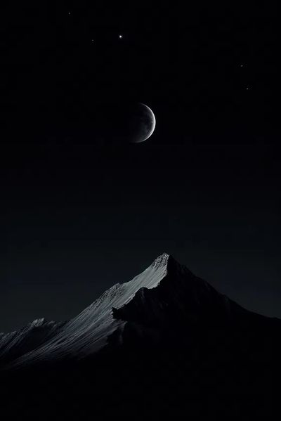 Mountain Under Moonlight — Space Print. poster print