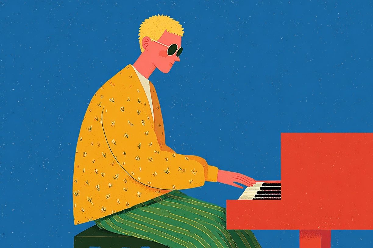 Musician Playing Piano — Illustration Print. poster detail