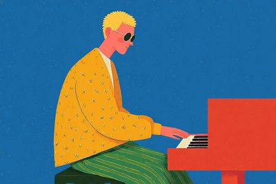 Musician Playing Piano — Illustration Print. poster