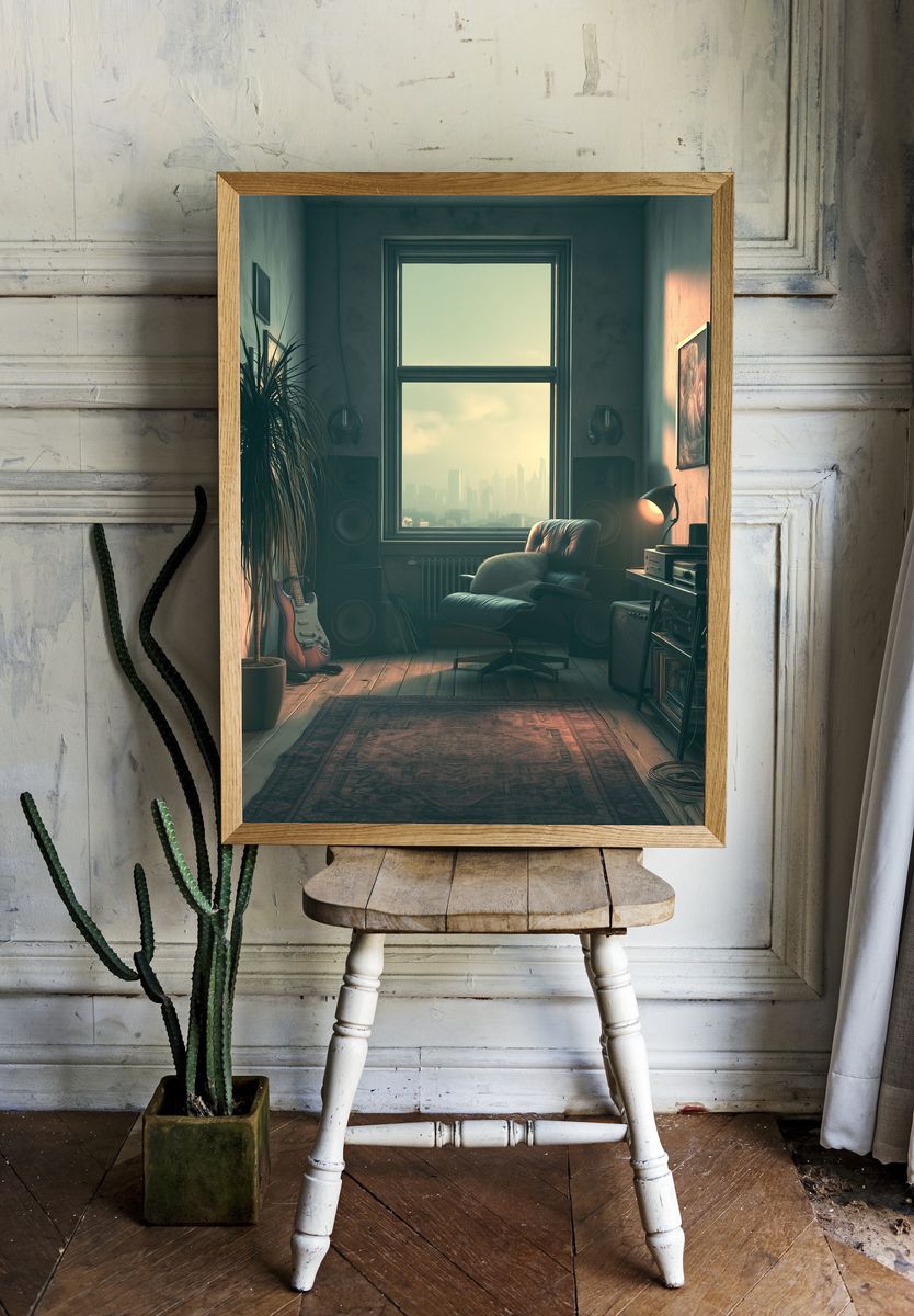 Moody Music Studio Interior Print. room preview