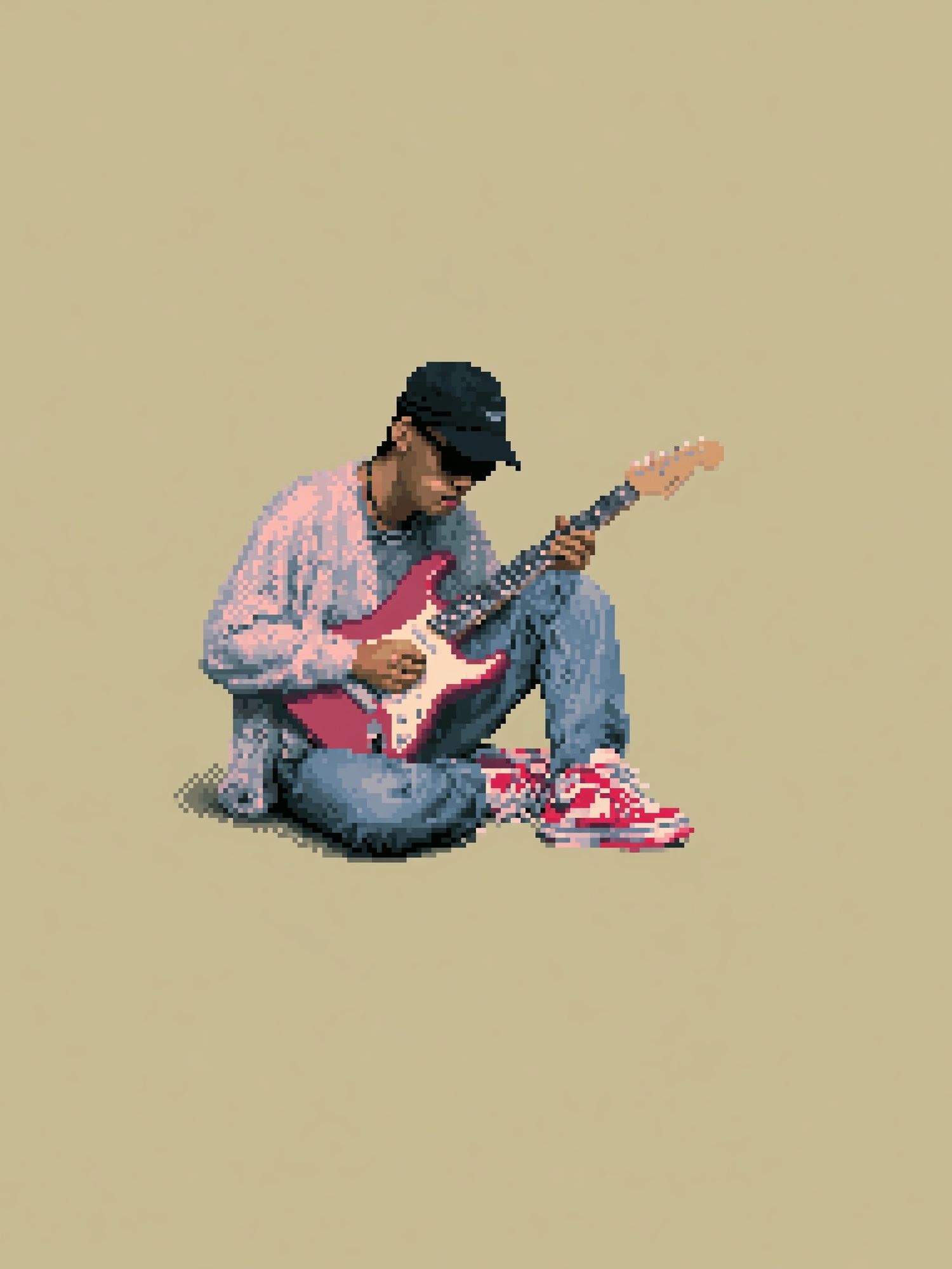 Pixel Guitarist Illustration Poster. poster — music art