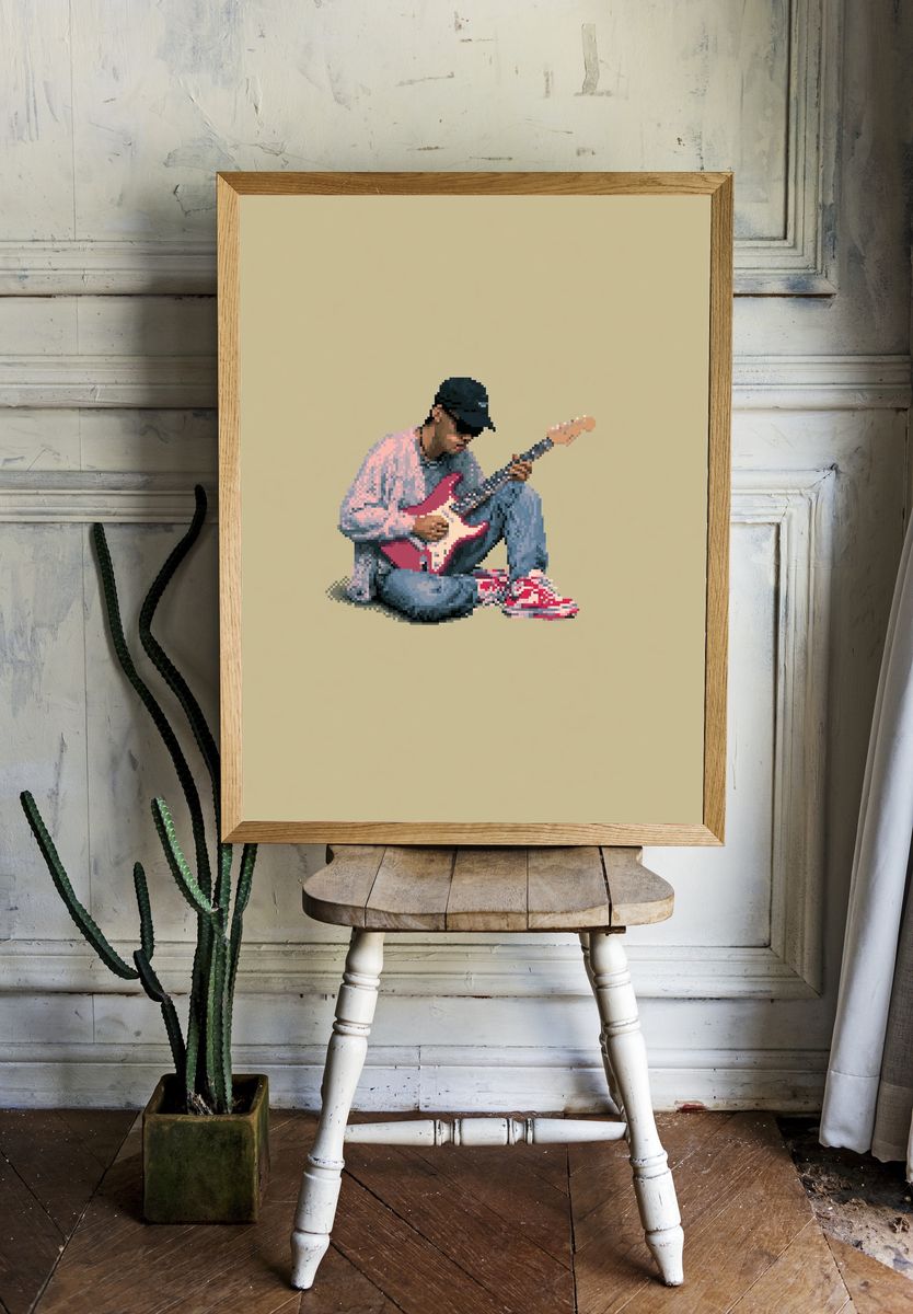 Pixel Guitarist Illustration Poster. room preview