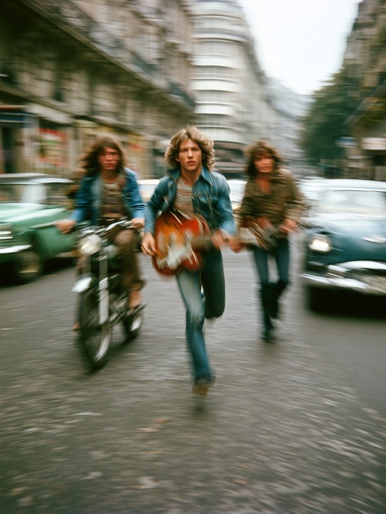 Rock Band Street Run Photography Poster. poster detail