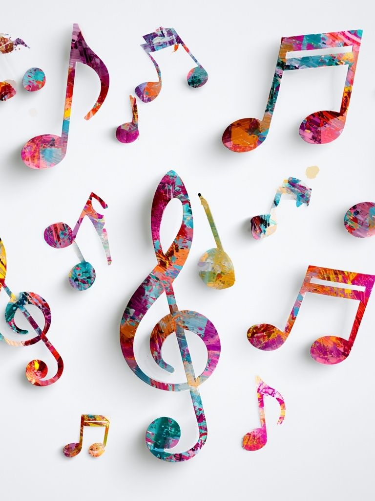 Colorful Music Notes Illustration Poster. poster detail