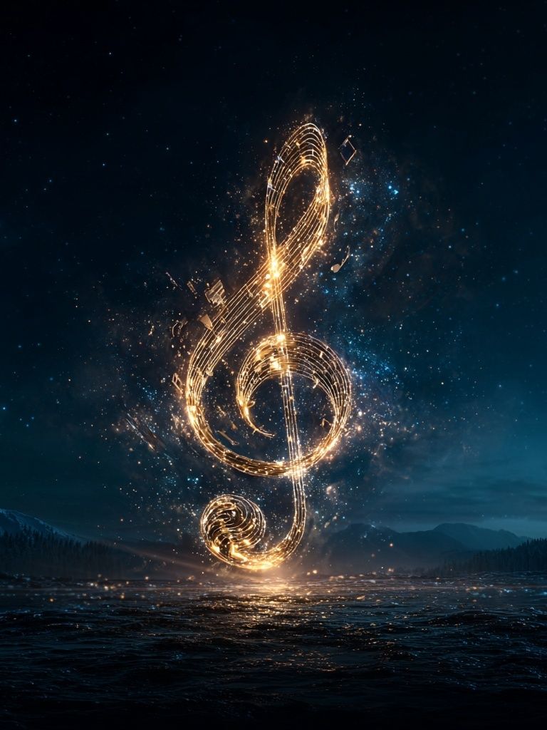 Glowing Treble Clef Music Poster. poster — music art