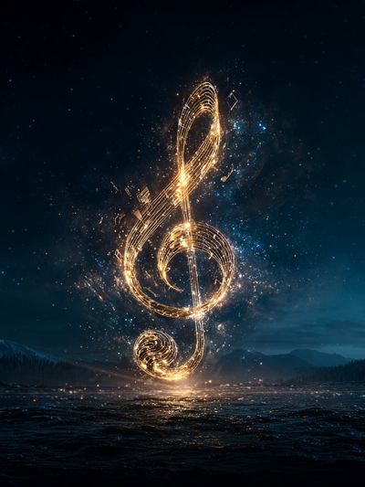 Glowing Treble Clef Music Poster.