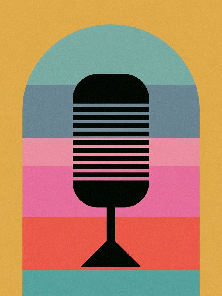 Retro Microphone Mid-Century Poster. poster — music art