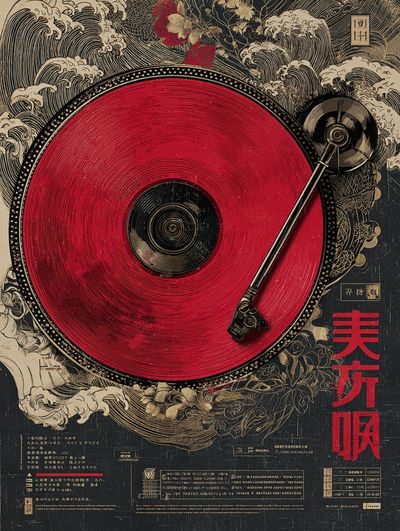 Red Vinyl Turntable Illustration Poster. poster print