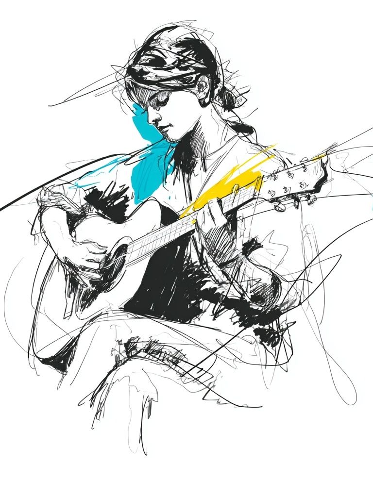 Guitarist Sketch Illustration Poster. poster detail