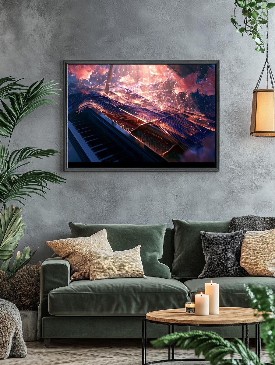 Grand Piano Light Burst Poster. — room view 4
