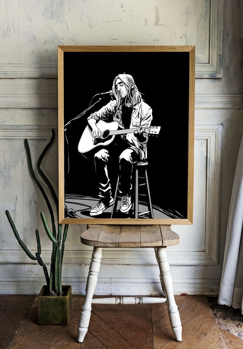 Acoustic Singer — Black-White Print. room preview