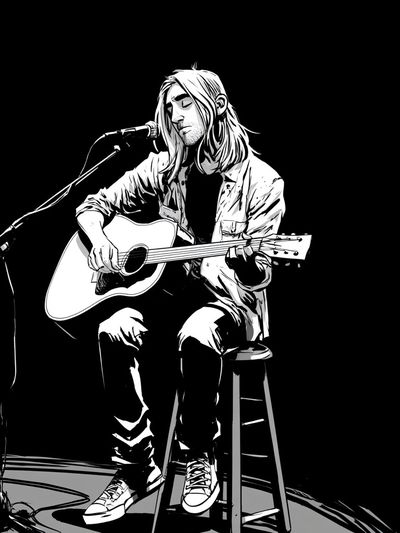 Acoustic Singer — Black-White Print. poster