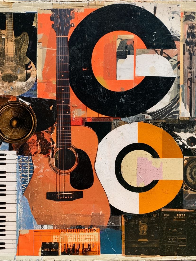 Retro Music Collage Poster. poster detail