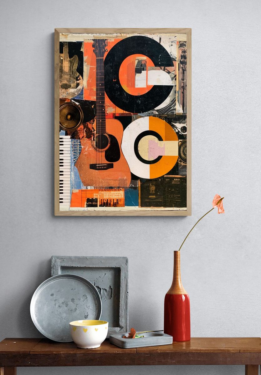 Retro Music Collage Poster. — room view 3
