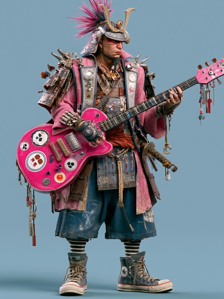 Punk Guitarist Portrait Poster. poster — music art