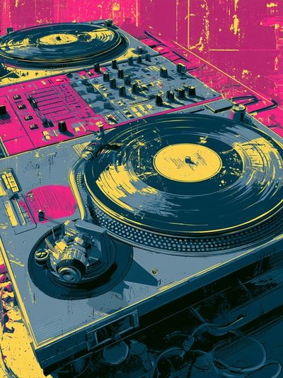 DJ Turntable Pop Art Poster. poster