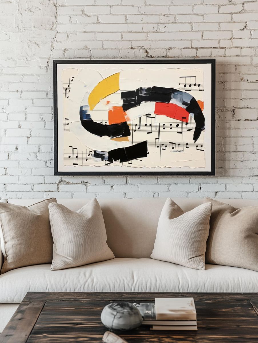 Abstract Music Notes Art Poster. room preview
