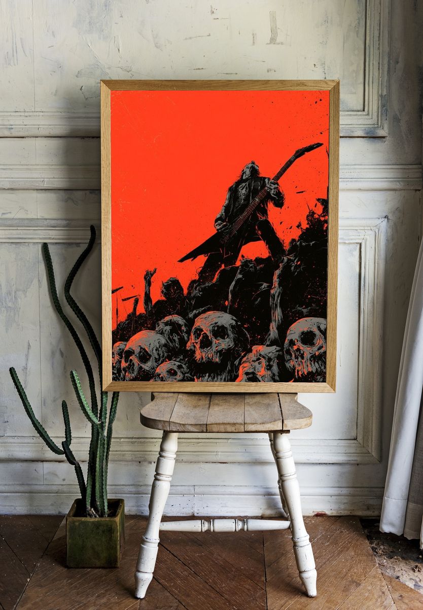 Metal Guitarist Skull Riot Poster. room preview