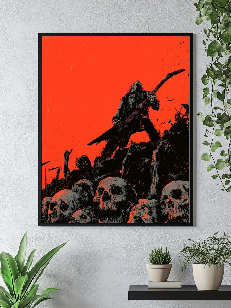Metal Guitarist Skull Riot Poster. — room view 4