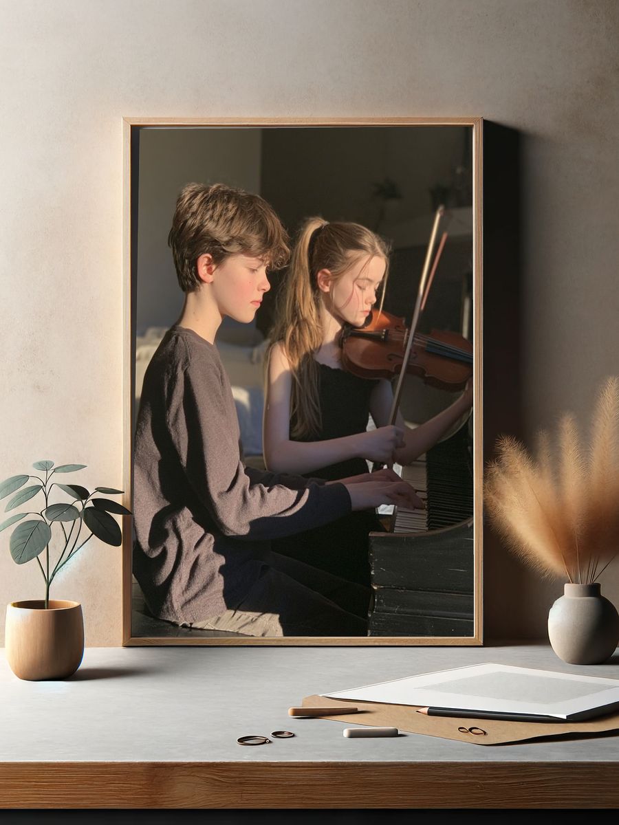 Young Musicians at Piano Poster. — room view 2
