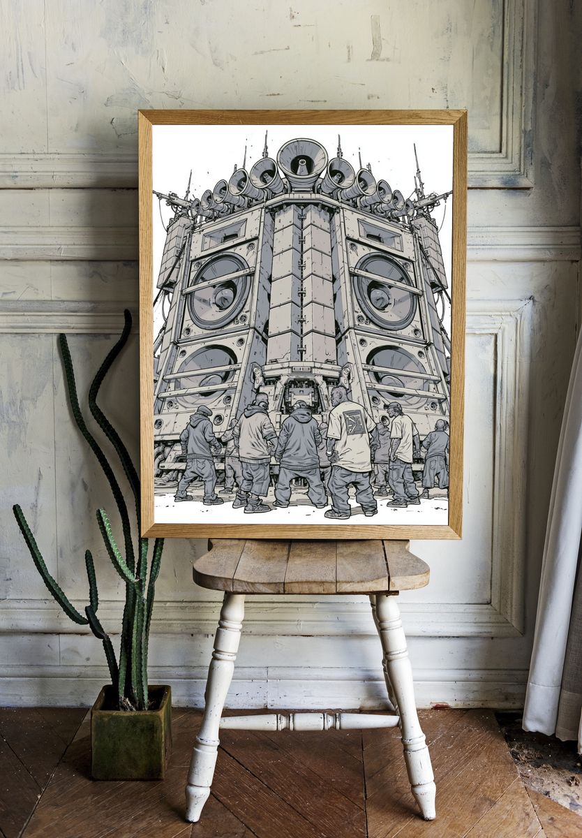 Street Sound System Illustration Poster. — room view 1