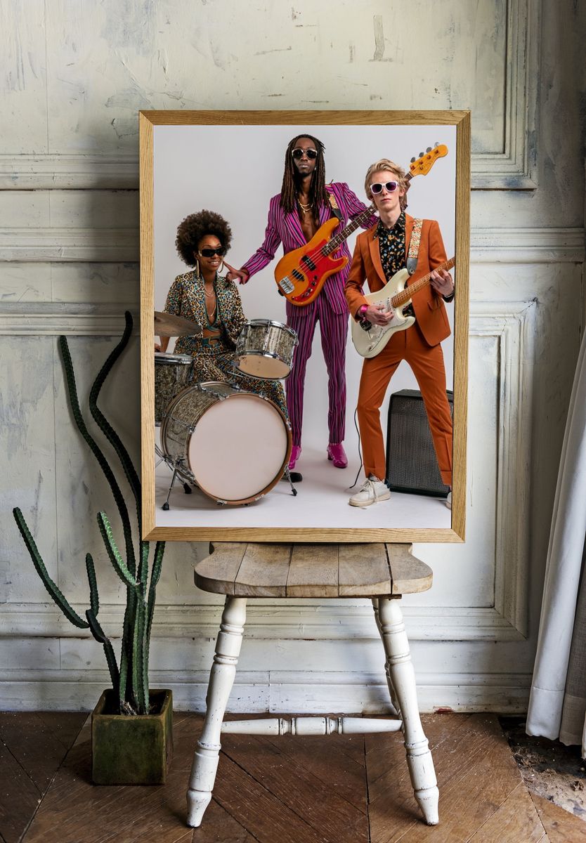 Funky Band Portrait Photography Poster. room preview